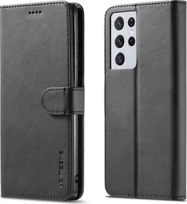 Produktbild von Samsung Galaxy S21 Ultra Hülle - LC.IMEEKE Luxus Klapphülle - Schwarz