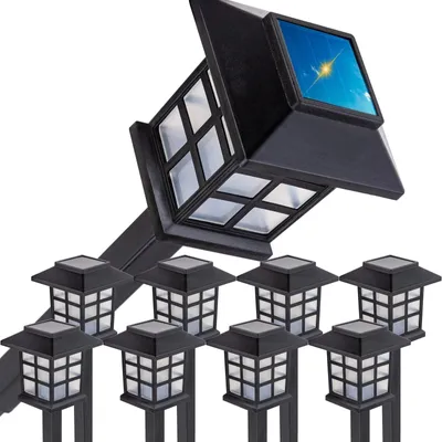 Produktbild von Solarleuchten Gartenleuchten LED Laterne 8er Set kaltweiß 28 cm Außenleuchte Solar Wegleuchte mit Dämmerungssensor