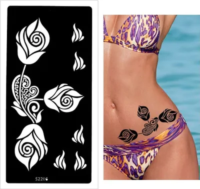 Produktbild von Henna Tattoo Schablone Airbrush Stencil Rosen