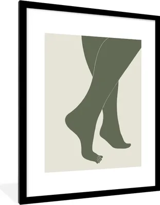 Produktbild von MuchoWow® Gerahmtes Poster Grün - Beine - Minimalismus 60x80 cm - Poster mit Schwarzem Bilderrahmen Wandposter Rahmen Foto Bilder - Wohnzimmer - Dekorationen - Prämie