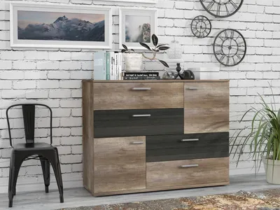 Image de Kombikommode >SKIVE< in Eiche Antik / Touchwood - 124,9x95,9x41,3cm (BxHxT)