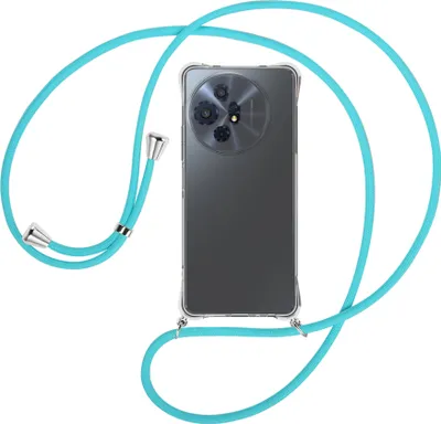 Produktbild von Handykette Backcover-Schutzhülle mit Band (Metall silberfarben) für TCL 50 XL Nxtpaper 5G - türkis