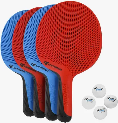 Produktbild von CORNILLEAU SOFTBAT QUATTRO  4 x Outdoor Tischtennisschläger und 4 Bälle