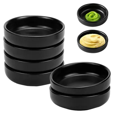 6er-Set Keramik-Dipschalen, 9x9x2,4 cm, schwarz, rund