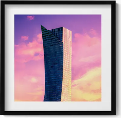 Produktbild von Wolkenkratzer in Warschau– Wandbild mit Rahmen – Gerahmtes Bild  – Wanddekoration – 50x50 cm –  Schwarz Rahmen