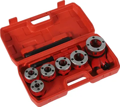 Produktbild von Rohrgewindeschneider-Set, 6 Gewindeschneider, tragbare Tasche, rot