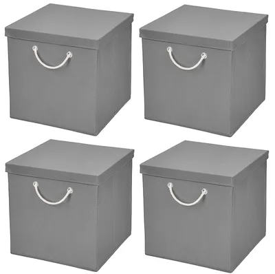 Obrázek produktu pro Skládací úložná krabice s víkem – 30 x 30 x 30 cm, světle šedá