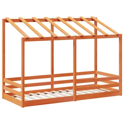 Produktbild von Kinderbett mit Dach Wachsbraun 75x190 cm Massivholz Kiefer
