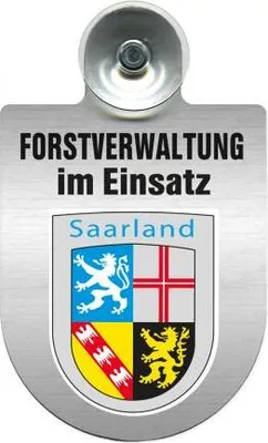 Produktbild von Einsatzschild für Windschutzscheibe incl. Saugnapf - Forstverwaltung im Einsatz - 309732-  Wappen nach Wahl Color - Region Saarland