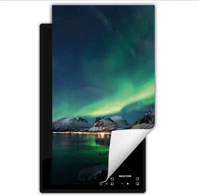 Produktbild von DarHaus Herdabdeckplatte 1 teilig 30x52 cm Anti Rutsch Matte Aufrollbar, Polarlicht