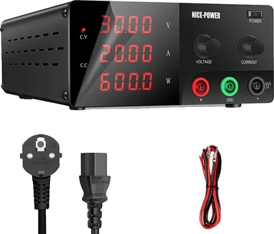 Obrázek produktu pro Stejnosměrný napájecí zdroj, výstup 30V, nastavitelný proud, několik ochranných funkcí, 30V20A černý, 220V
