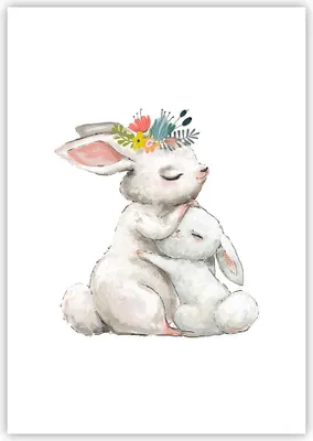 Produktbild von Poster - Poster ohne Rahmen - Kaninchen Hase Kinder - 70x100 cm - Wand Bild - Wanddeko - Wandbilder - Kunstposter - Wandposter - Bilder - Kunstdruck - Wanddekoration - Wandbild - P2XPA70x100-4725