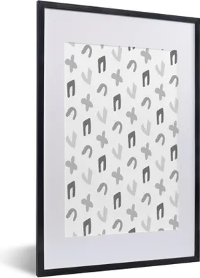 Produktbild von MuchoWow® Gerahmtes Poster Hintergrund - Formulare - Schwarz - Weiß 40x60 cm - Poster mit Schwarzem Bilderrahmen Wandposter Rahmen Foto Bilder - Poster in Rahmen