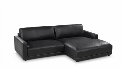 Produktbild von KAWOLA Sofa MARLIN Ecksofa Lederfaserstoff schwarz Longchair rechts