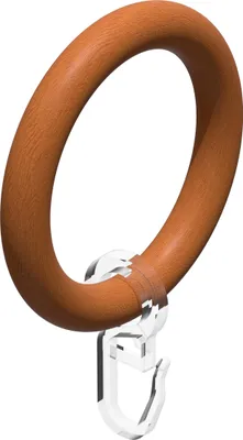 Produktbild von Interdeco Gardinenringe / Rundringe mit Faltenhaken für Gardinenstangen mit 28 mm Ø Kirschbaum lackiert, Pack. 10 Stück