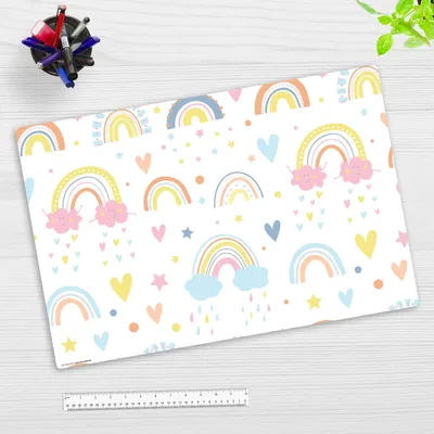 Produktbild von Schreibtischunterlage für Kinder und Erwachsene – „Regenbogenfreunde“ – 60 x 40 cm – aus Premium Vinyl –  Germany