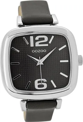Produktbild von Oozoo Leder Damen Uhr Analog Quarzuhr Armband schwarz grau Timepieces D2UOC9183A