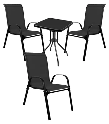 Produktbild von 4-teilige Bistro Sitzgarnitur mit Stapelstühle Schwarz
