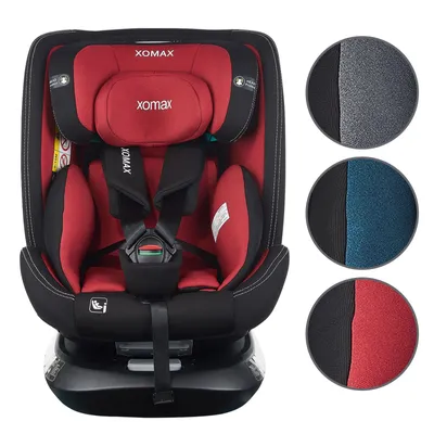 Produktbild von XOMAX Kindersitz drehbar 360°, ISOFIX I mitwachsend I 0-36 kg, 0-12 Jahre, Gruppe 0+/1/2/3, 5-Punkt-Gurt, 3-Punkt-Gurt I Bezug waschbar I ECE R129 I,Farbe:Schwarz/Rot