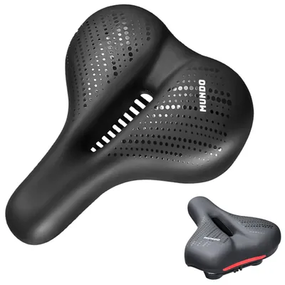 Produktbild von MUNDO® Fahrradsattel S4 Komfortsattel – ergonomisch, wasserdicht, mit Belüftung & Stoßdämpfung, breiter weicher Fahrradsitz mit Reflektor, schwarz