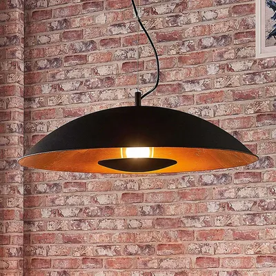 Produktbild von Lindby Modern Moderne Hängelampe schwarz mit Gold / Messing - Emilienne / Innenbeleuchtung / Wohnzimmerlampe / Schlafzimmer / Küche Stahl Rund LED geeignet E27 Max. 1 x 60 Watt