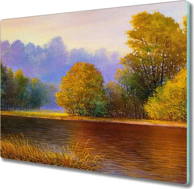 Produktbild von Coloray Küchenbrett Kochplattenabdeckung Hackbrett Schneidebrett Herdabdeckplatte 60x52 cm - Fluss Natur