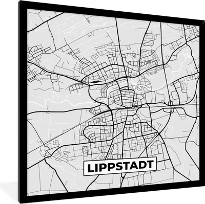 Produktbild von MuchoWow® Gerahmtes Poster Karte - Lippstadt - Deutschland - Karte 40x40 cm - Poster mit Schwarzem Bilderrahmen Wandposter Rahmen Foto Bilder - Mit Rahmen - Wanddekoration Schlafzimmer
