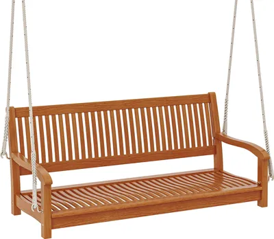 Zdjęcie produktu dla Drewniana huśtawka COSTWAY dla 2 osób, ławka z hakami i linami do zawieszenia, fotel bujany z drewna akacjowego o udźwigu 360 kg