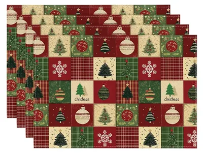 4er-Set Platzsets Weihnachtsmotive 30x45 cm waschbar