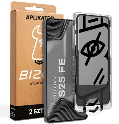 Produktbild von Gehärtetes Glas mit Privatschutzfilter und Applikationsrahmen für Galaxy S25 FE, Bizon Glass Aplikator Shadow, 2 Sets