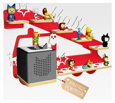 Produktbild von Kinderregal zur Aufbewahrung von Toniefiguren, Wandregal für Toniebox, Regale für Toniebox, Kinderzimmer Wandregale für Musikbox und Toniefiguren, Motiv: Feuerwehr