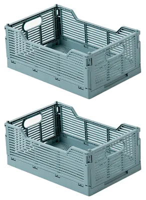 Image de Boîte de rangement pliable (2 pièces), paniers de rangement pliables, boîtes de rangement empilables pour