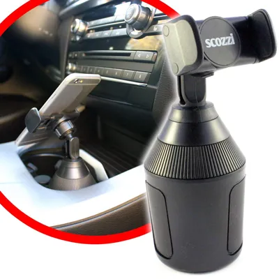 Telefonhalter für Auto-Becherhalter, 360° drehbar, schwarz