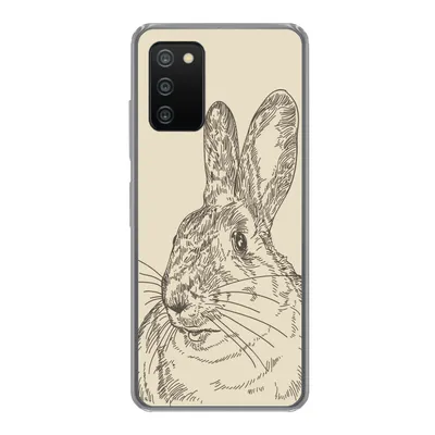 Produktbild von MuchoWow® Handyhülle Schutzhülle Hülle für Samsung Galaxy A03s Vintage-Illustration eines Kaninchens Silikon Softcase Handy Hülle - Schutz