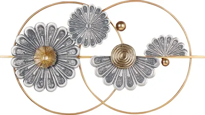 Produktbild von BELIANI Wanddekoration Gold u. Grau Eisen Blumen Einteilig Handgemacht Modern Wandobjekt Wanddeko für Schlafzimmer Wohnzimmer Flur Küche Esszimmer