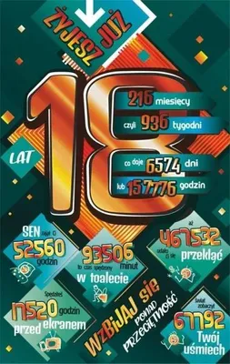 Zdjęcie produktu dla Kartka okolicznościowa Urodziny 18 ST08 - AbCard