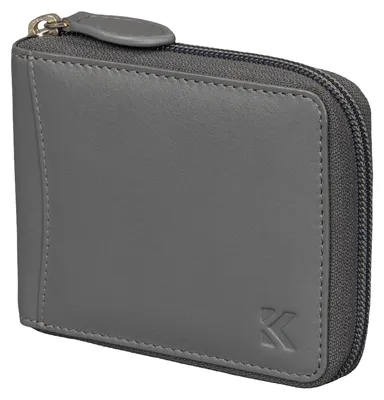 Produktbild von Leder Geldbörse Herren Portemonnaie RFID Querformat Geldbeutel Echtleder Grau (9967)