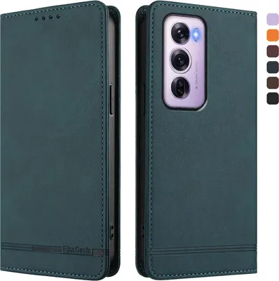 Obrázek produktu pro Pouzdro pro Oppo Reno12 Pro 5G, retroPolyuretankožené flip pouzdro s stojánkem a přihrádkami na karty Zelený