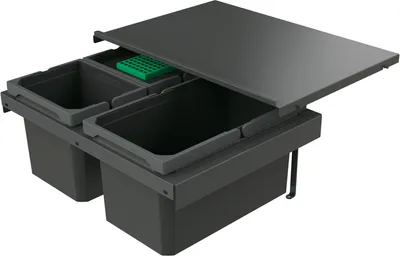 Produktbild von Naber 8013382 Abfallsammler Cox Stand-UP® 250 S/600-3 mit Biodeckel, anthrazit, 25 (1x13/2x6) Liter / 60 cm Schrankbreite