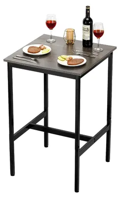 Productafbeelding van VEVOR bar tafel, bistrotafel, cafétafel met metalen frame, kleine keukentafel, eettafel (610 x 610 x 914 mm), presentatietafel voor woonkamerfeestjes, pubs, eetkamers, cafés, rustieke bruin- en zwartkleur