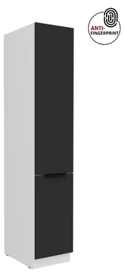 Produktbild von Küchen Hochschrank 40 cm Küche ARIA Schwarz ultra matt + Weiss matt, hochwertige Fronten mit Anti Fingerprint Beschichtung Küchenzeile Küchenblock