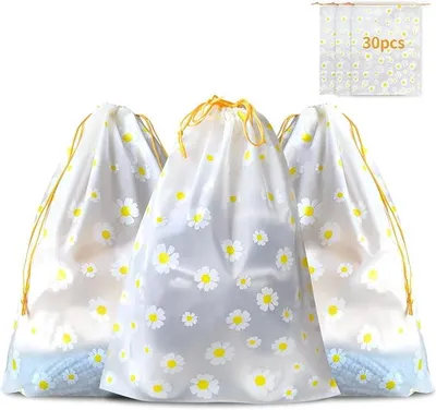 Produktbild von PolkaHome® 30 Stück wasserdichte Aufbewahrungsbeutel, transparente Wäschebeutel mit Blumenmuster, wiederverwendbare Reisetaschen für