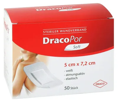 Imagen del producto de DRACOPOR, apósito para heridas, 5x7,2 cm, estéril, 50 unidades