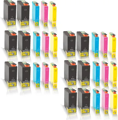 Produktbild von 30x kompatible Tintenpatronen für Epson Stylus Office B42WD BX525WD BX535WD BX625FWD BX630FW Black Cyan Magenta Yellow C13 T1301 T1302 T1303 T1304 - Sparpack - Eco Office Serie