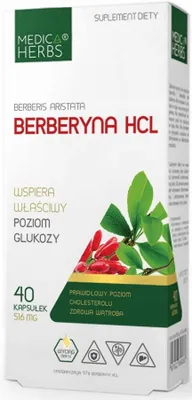 Productafbeelding van Medica Herbs Berberine HCL 500 mg, 40 capsules
