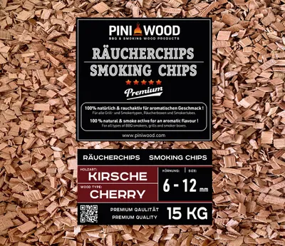 Produktbild von PINI 15 Kg Räucherchips Kirsche 6-12 mm Smoking Chips Räucherspäne