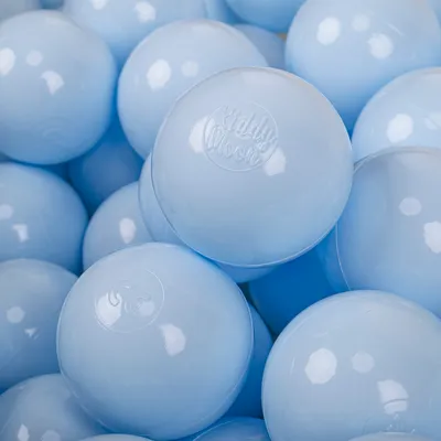 Image de KiddyMoon 100 boules/7cm boules de bébé boules de jouets boules de bain boules en plastique pour bébé fabriquées en UE, bleu pastel