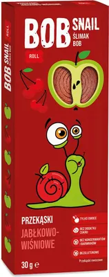 PRZEKĄSKA ROLL JABŁKO - WIŚNIA BEZ DODATKU CUKRÓW BEZGLUTENOWA 30 g - BOB SNAIL