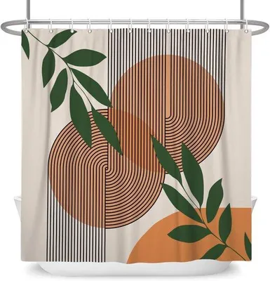 Image de Rideau de douche imperméable en polyester beige, 1 pièce