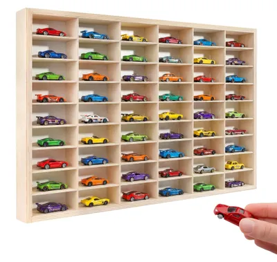 Productafbeelding van Creative Deco houten verzamelvitrine voor auto's - 54 verstelbare vakken